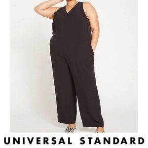 City Stretch Crepe Jumpsuit in Black (XL)